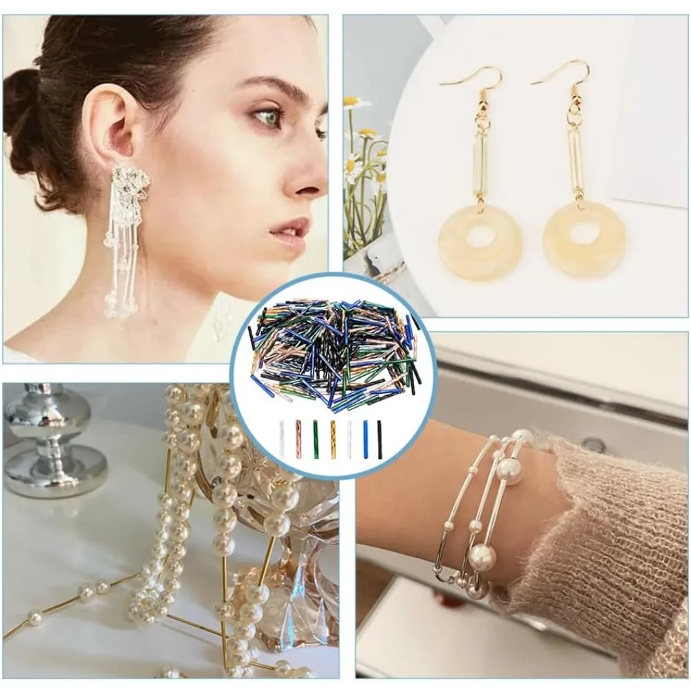 420 шт. 7 цветов стеклянные витые бусины гальванические непрозрачные трубчатые