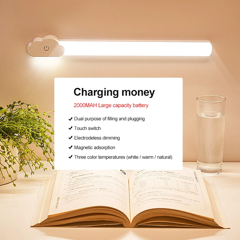 

Creative LED Desk Lamp Hanging Magnetic Table Lamp USB Chargeable Stepless Dimming Cabinet Light Night Light For Closet Wardrobe