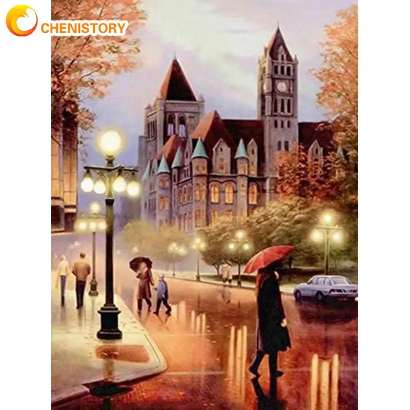 

CHENISTORY 5D алмазная живопись, уличный пейзаж, полностью Алмазная мозаика, Набор для вышивки крестом, вышивка, украшение для дома