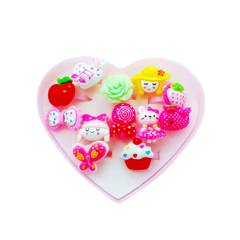 

12pcs Little Rings Cartoon Rings Dress Accessory Kids Birthday Party Favors (Assorted)