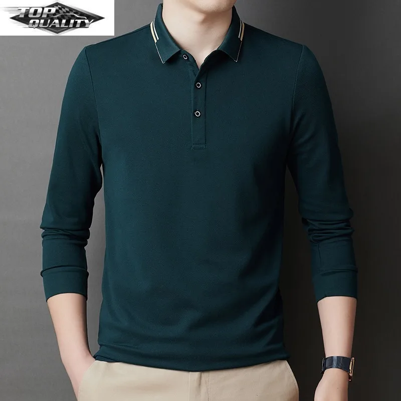 

Top Grade Luxury New Fashion Brand Designer Polo Shirt Plain 2022 Korean Casual Slim Fit Long Sleeve Tops Men Clothing