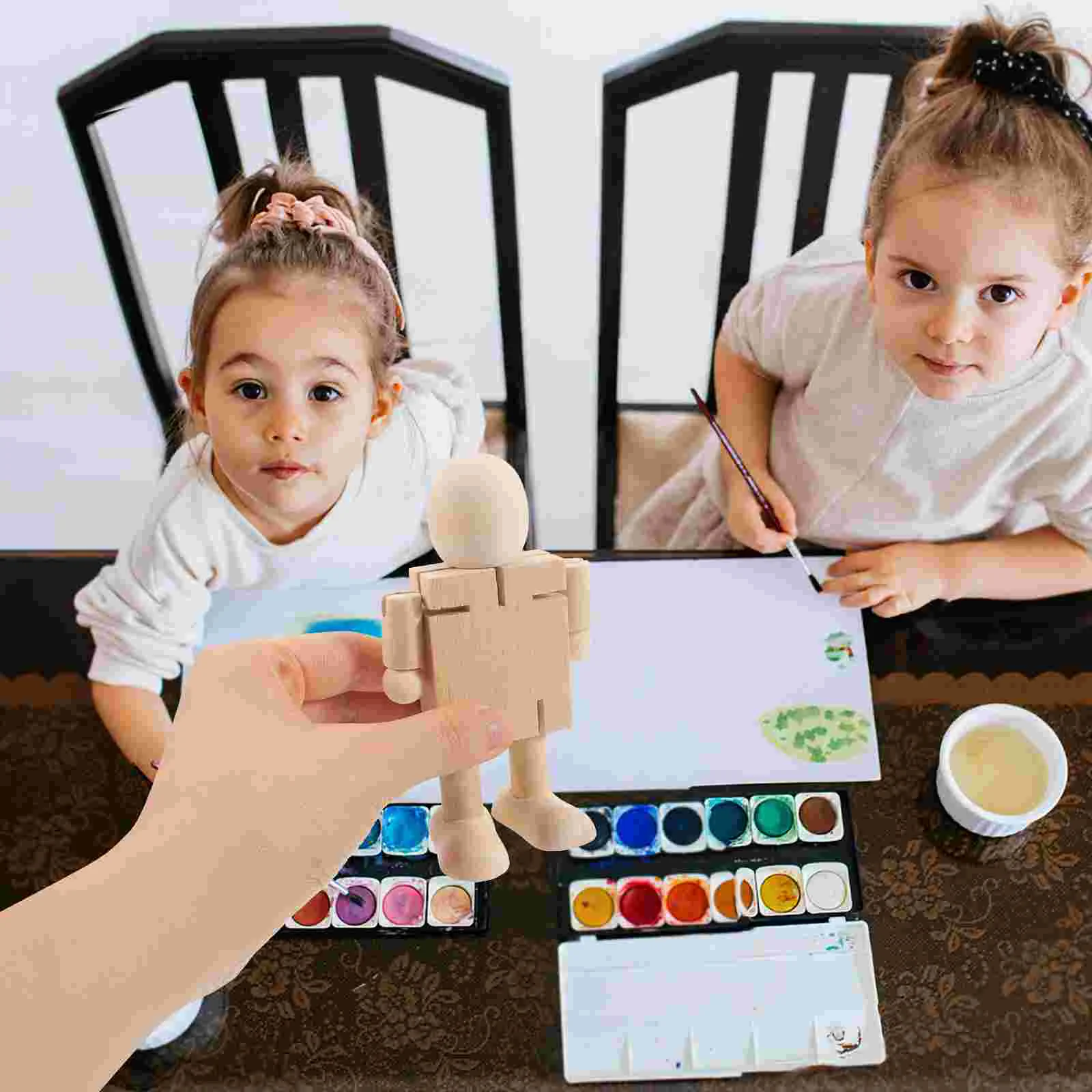 

Wooden Robot Figurine Wood Robot Model DIY Unfinished Robot for DIY Painting Crafts
