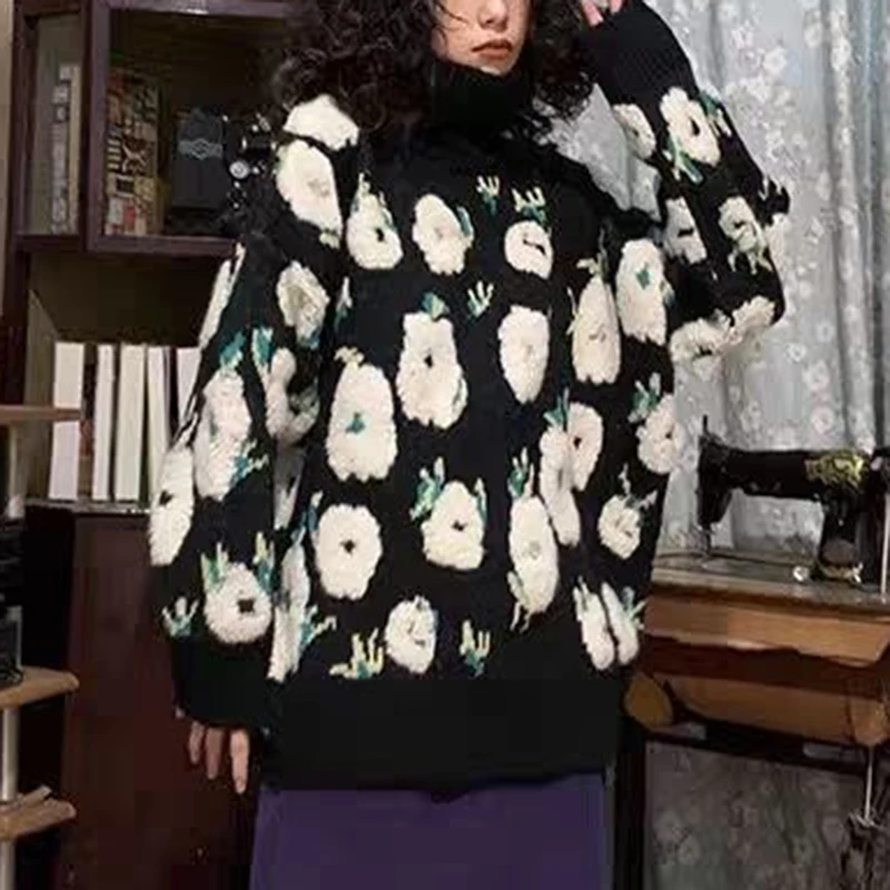 Осень/зима 2023 четыре сезона зеленый простой корейский свитер с высоким