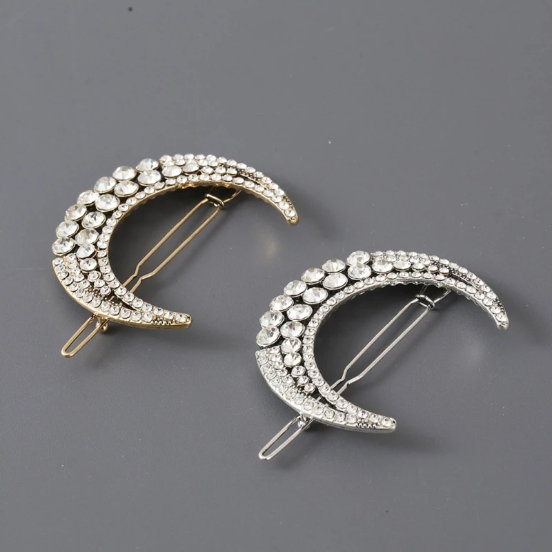 Металлическая заколка для волос в форме луны со стразами на день рождения летние