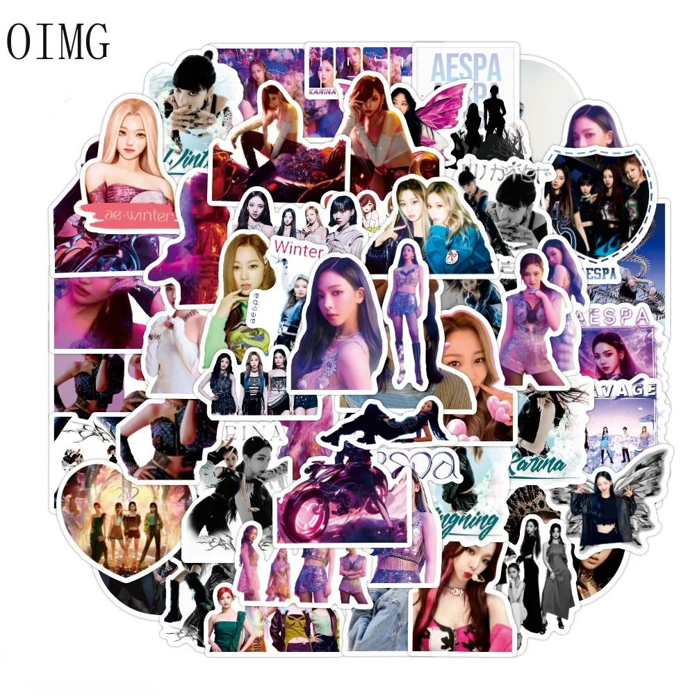 

50/88pcs Kpop Aespa Stickers Girls Group Cute Catoon Korean Stickers Pack for Fans Laptop Notebook Stationery Phone Label Decors