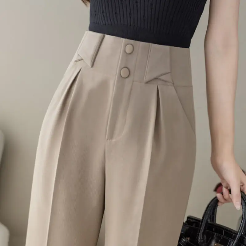 

Ice Silk Suit Pants Women's Spring and Summer High Waist Thin Section Cigarette Pants Harem Pants Radish Pants Nine-point Pants