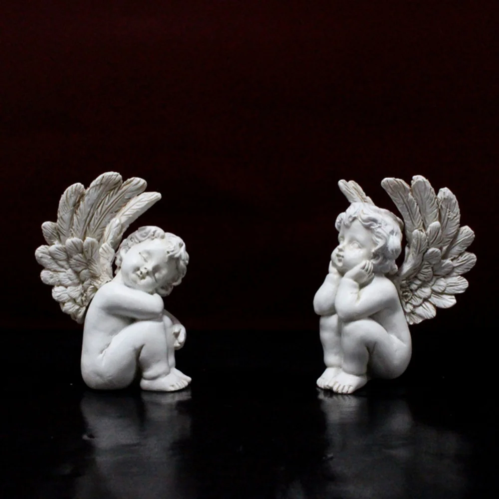 

5pcs Decorative Angel Garden Stakes Flower Bed Miniature Angel Statue Little Girl Resin Flower Pot Ornaments For Home Decoration