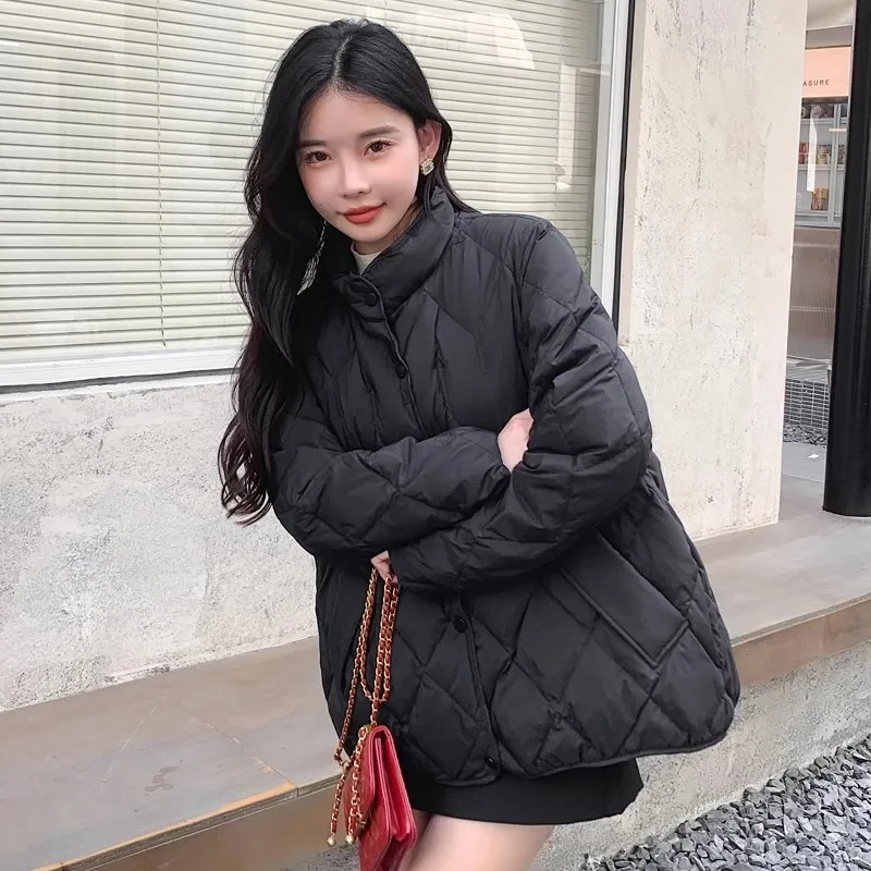 Женский легкий пуховик короткое повседневное теплое пальто с воротником-стойкой