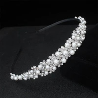 luxury pearl tiara headbands rhinestone crystal crown wedding head jewelry accessories women headpiece hair ornaments