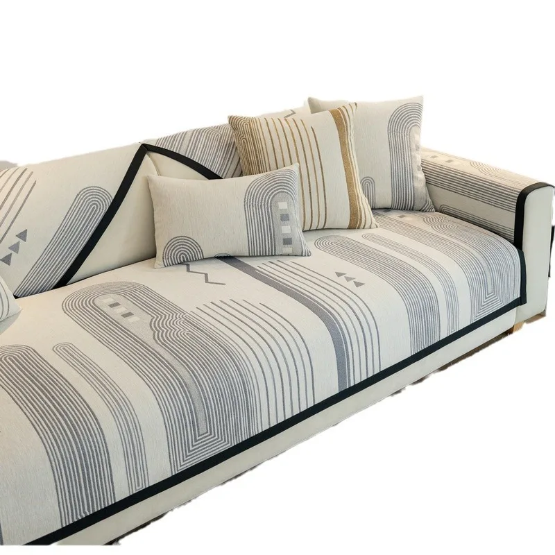 Чехол для дивана с геометрическим рисунком из синели полосатый коврик