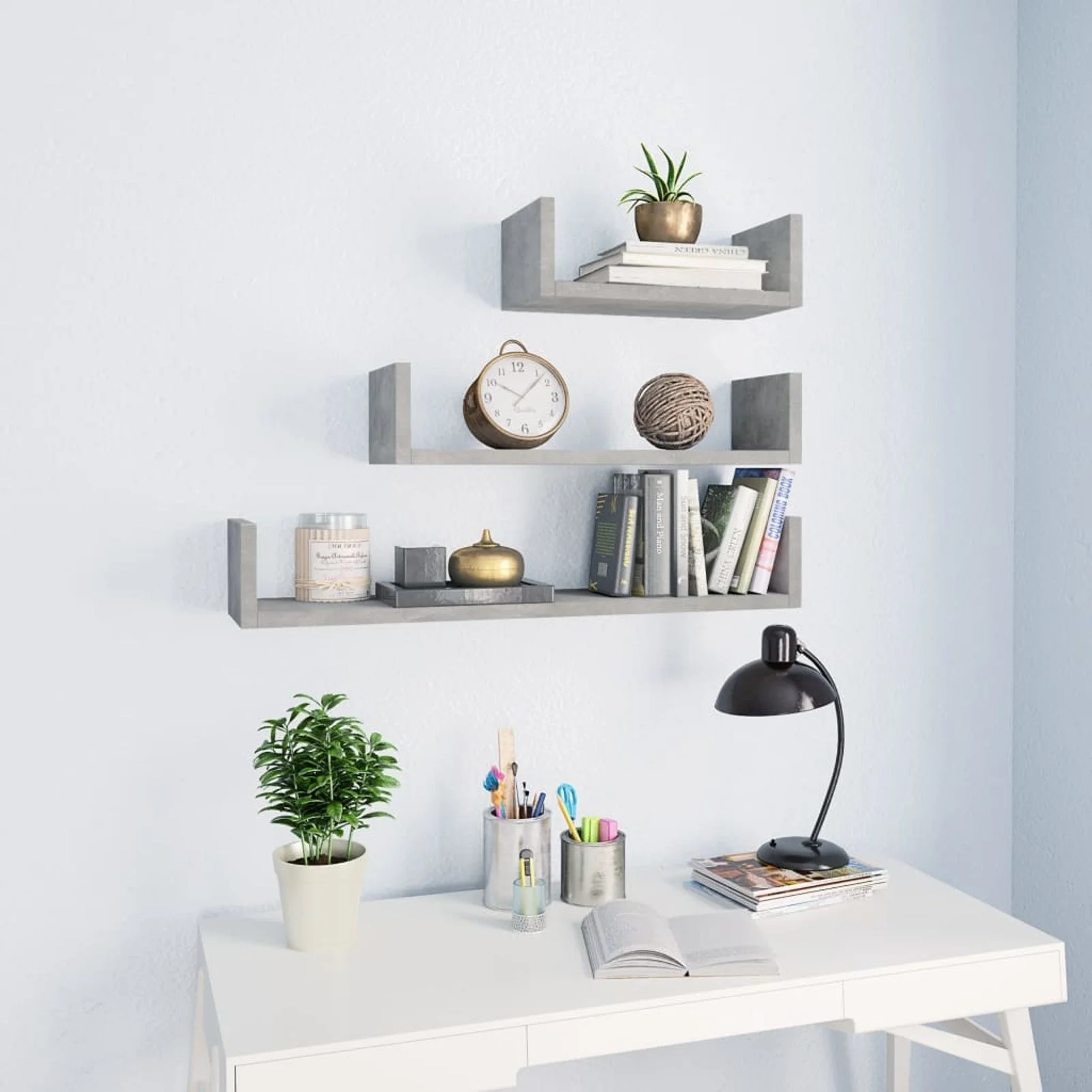 

Wall Display Shelf 3 pcs Concrete Gray Chipboard