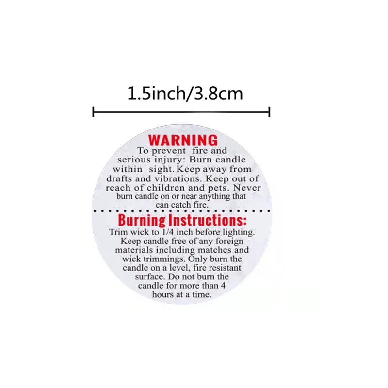 Candle Warning Stickers 500 Pcs Container Labels Waterproof Strong Wax Melting Safety Great for Jar Bottle Tins Decors |