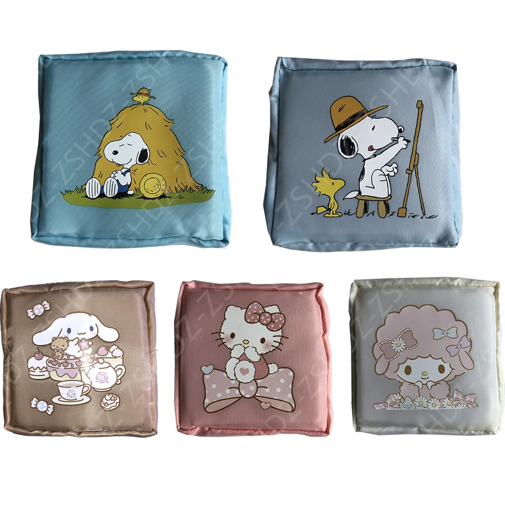 

Cinnamoroll Snoopys Kittys Mymelody Cartoon Aunt Towel Bag Kawaii Cartoon Portable Travel Cosmetics Storage Organizer Pouch Gift