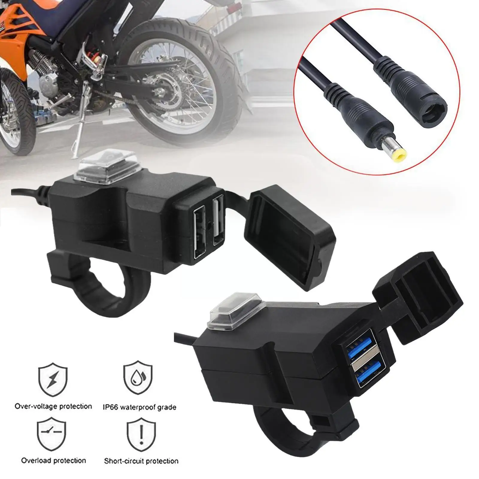

Dual Usb Charger For Torbike Torcycle Handlebar Port 12v Waterproof 5v 1a 2.1a Adapter Power Supply Socket For Phone Q4g4