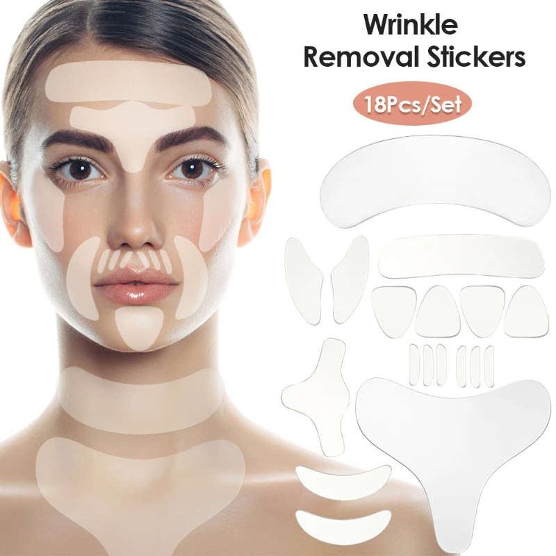 

Reusable Face Wrinkle Remover tapes Silicone Anti-wrinkle Face Forehead Cheek Chin Sticker Anti Aging Face Skin Lifting Patches