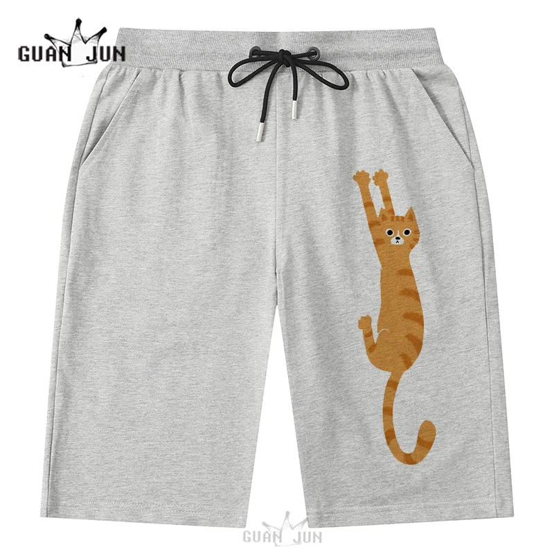 Забавные шорты для мужчин и женщин спортивные бега оранжевые с кошкой