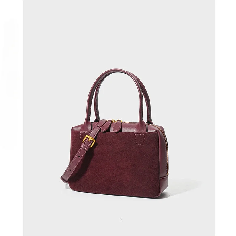 Элегантная маленькая женская сумка во французском стиле кофейная матовая через