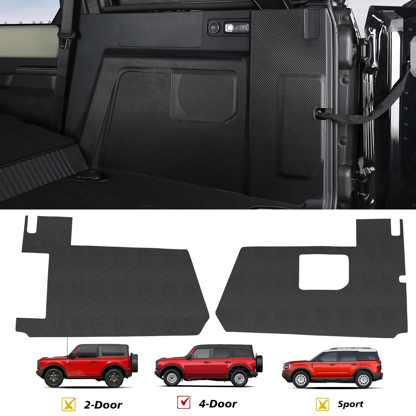 

Подходит для специального багажника Ford Bronco с кожаными устойчивыми к царапинам, ударам и износостойкими защитными накладками на ботильоны.