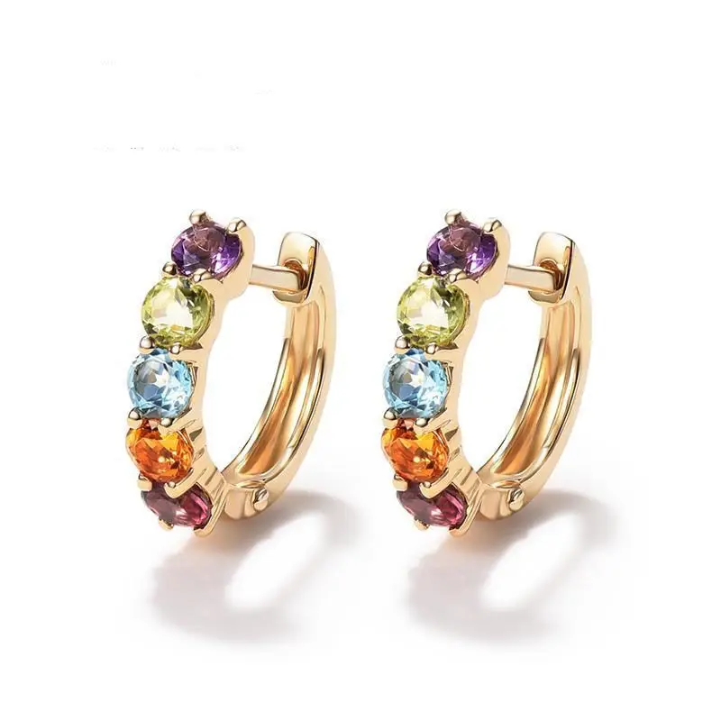 

[Rainbow] 2023 New S925 Sterling Silver Amethyst Topaz Garnet Single Earring Is Versatile