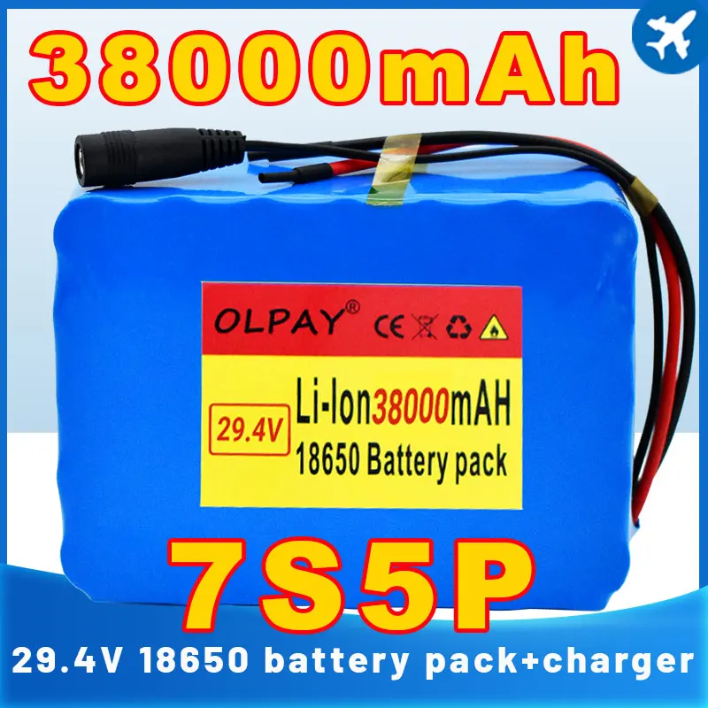 

up to date 7S5P 24v 38Ah battery pack 250w 29.4V 38000mAh lithium ion battery for wheelchair electric bicycle