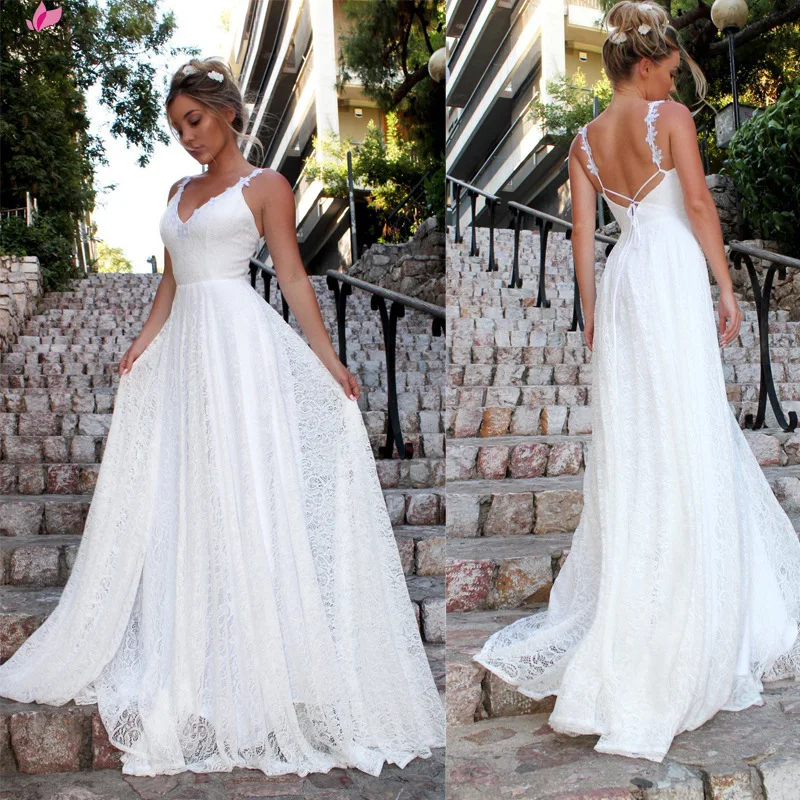 

VOLALO Womens Long Lace Dress Formal Party Prom Wedding Bridesmaid Ball Gown Dress White