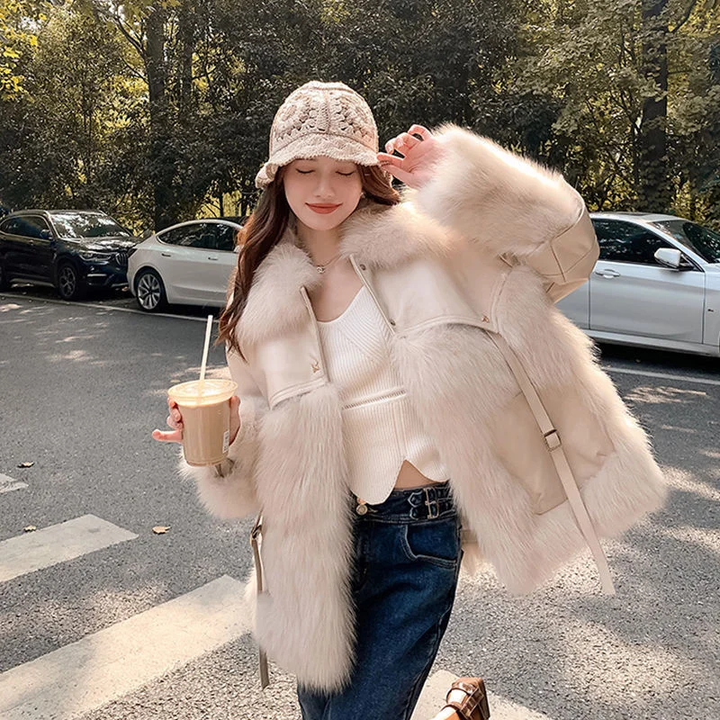 

Новое модное осенне-зимнее Новое Сетчатое красное пальто из искусственного меха женское утолщенное модное тонкое плюшевое пальто из лисьего меха 2022