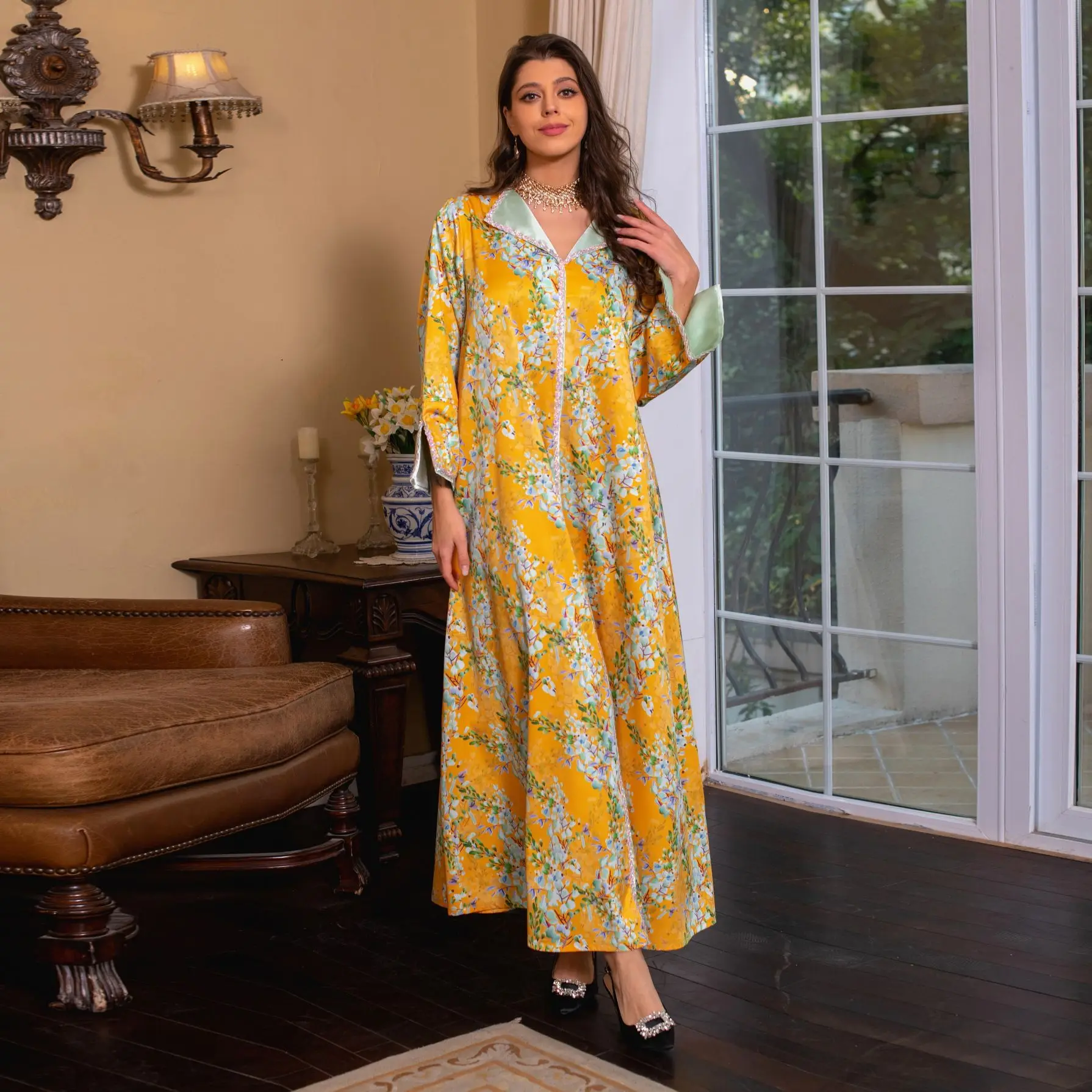 Luxury Embroidery Muslim Sets for Women Ramadan Abaya Dress Eid Jalabiya Marocain Clothes Islamic Turkey Moroccan Kaftan Robe