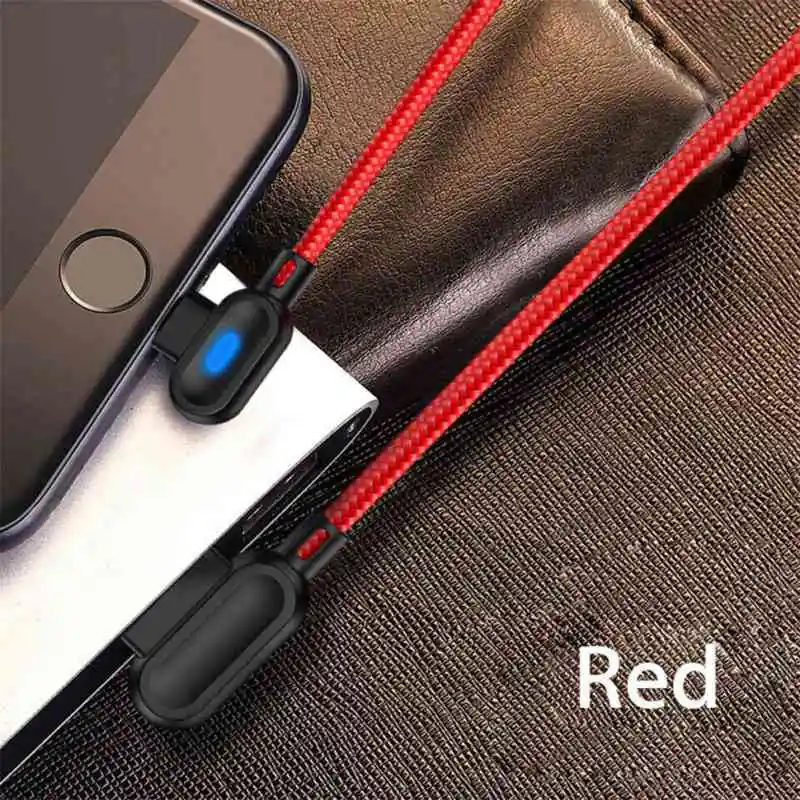 

Double elbow with light data cable Cable USB Lead iPhone LED Charger Fast For 5 6 7 8 X XS XR 11 12 13 Max