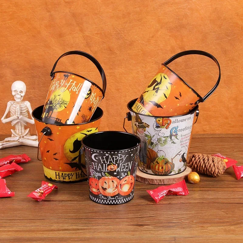 

Портативное ведро для конфет, реквизит для хранения конфет, Европейский призрак, праздник, аксессуары для украшения, ведро с тыквой