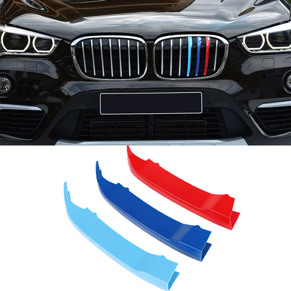 

Car Front Grille Trim Bumper Cover Strip 3D M Styling Cover Stickers for BMW X1 Series F48 7 8 rods 2016-2020 Auto Accessories