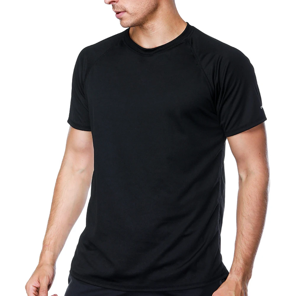 

2022 men's solid color split short-sleeved quick-drying sunscreen swimsuit beach suit water sports snorkeling surfing suit top
