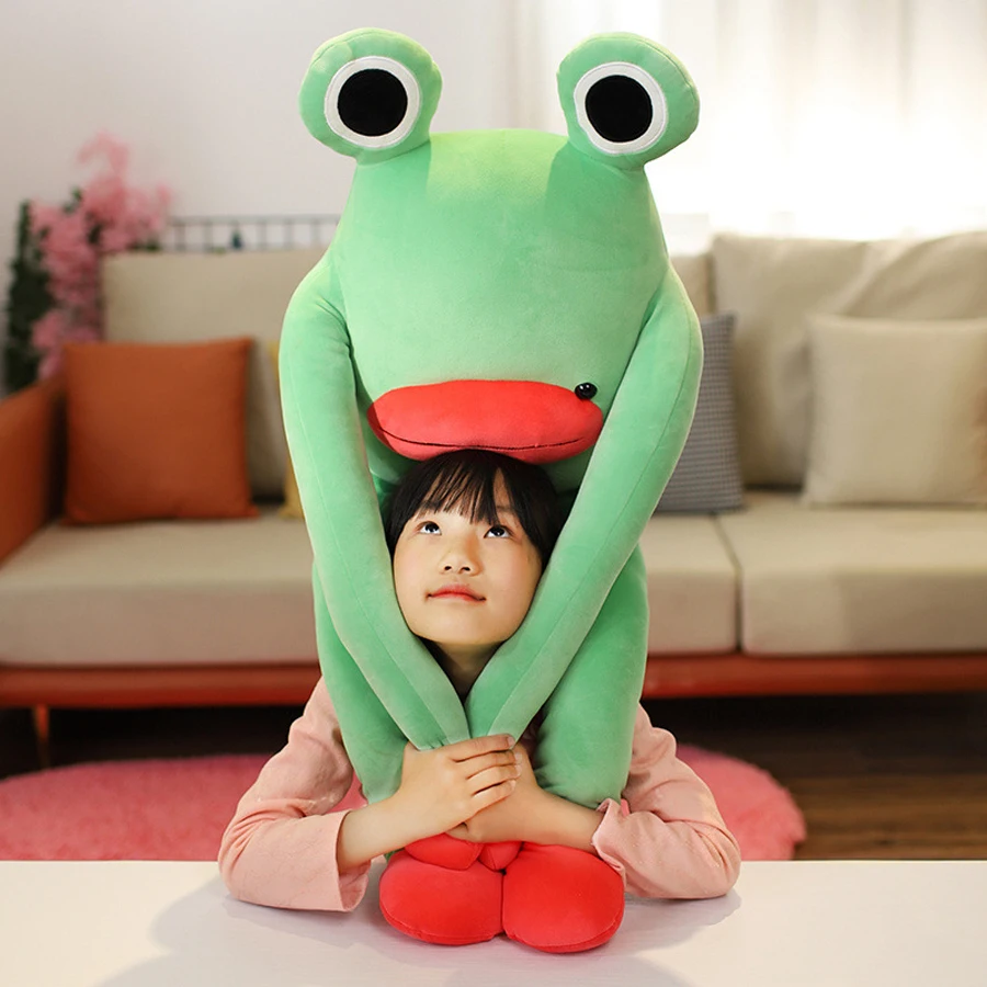 

Creative Frog Series Plush Toy Luggage Key Chain Funny Head Cap Photo Pillow Doll Special Gift for Children to Comfort Dolls