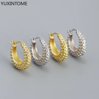 trendy round chunky hoop earrings 925 sterling silver ear needle vintage twisted cuban chain hoop earrings for women jewelry