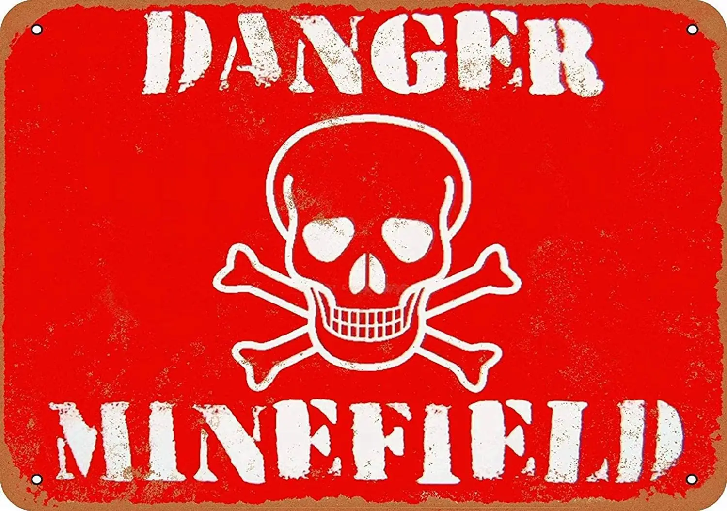 Алюминиевый металлический знак Minefield, 8x12 дюймов