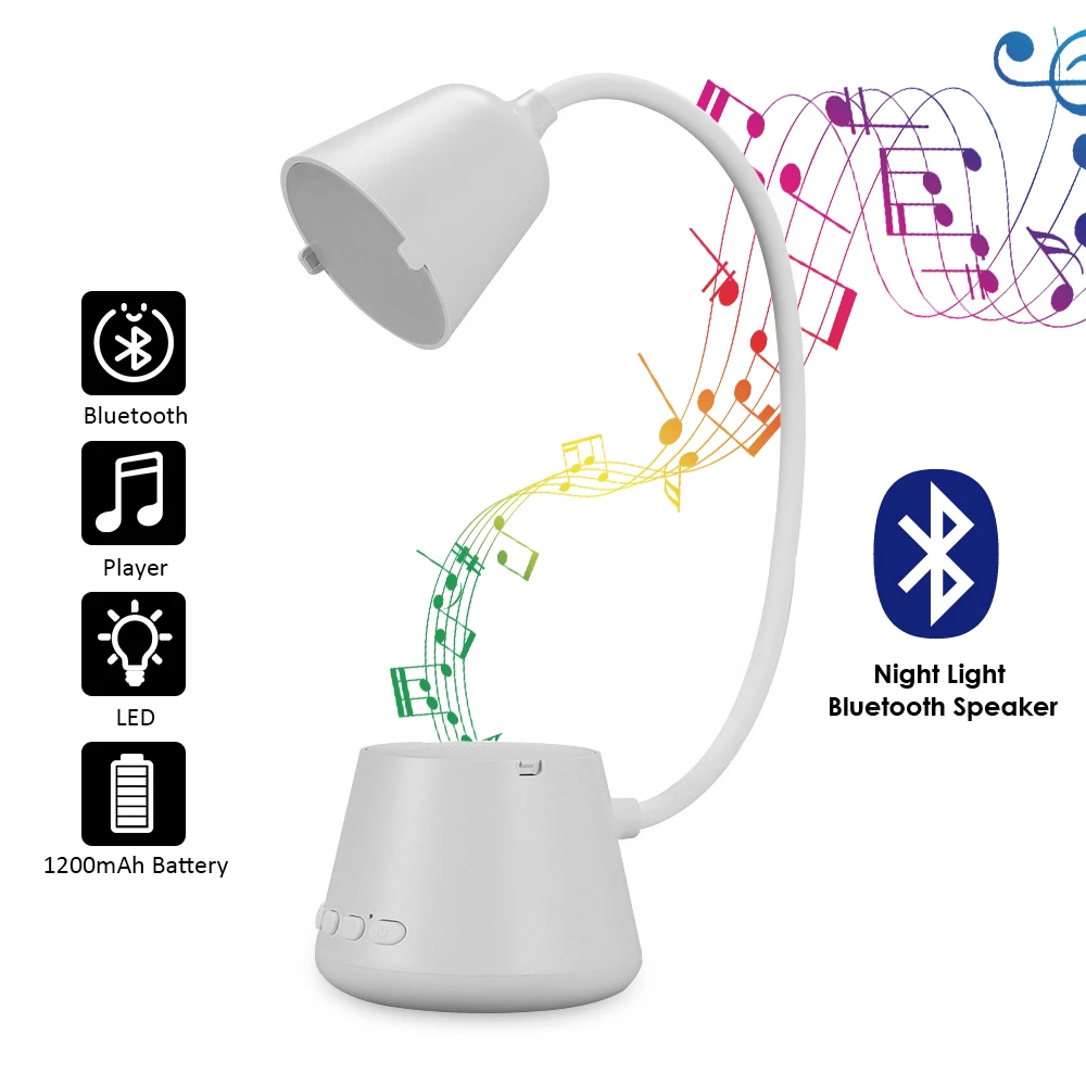 

Table Lamp With Bluetooth Speaker Rechargeable LED Light 3 Levels Dimming Eye Protection Book Read Lights Bedroom Night Lighting