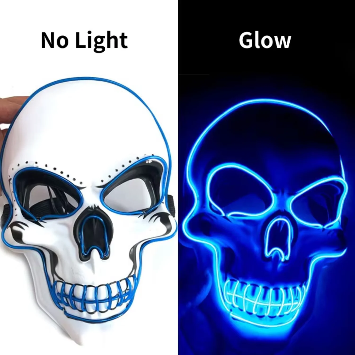 Halloween Party LED Flash Mask Light Up Scary Face Cosplay Costume Supplies Kids Adult Festival Gift