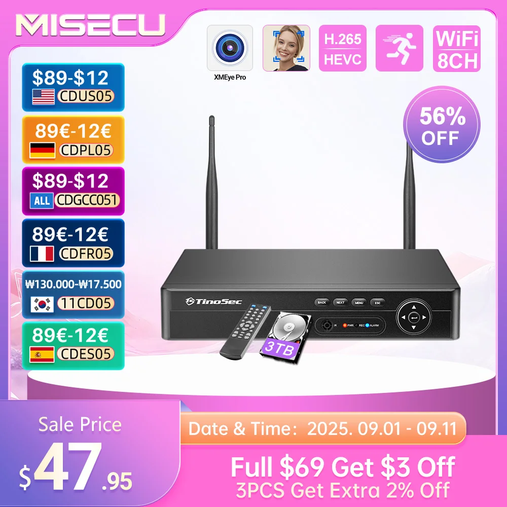 

MISECU XM-6108BW Беспроводной сетевой видеорегистратор 8CH