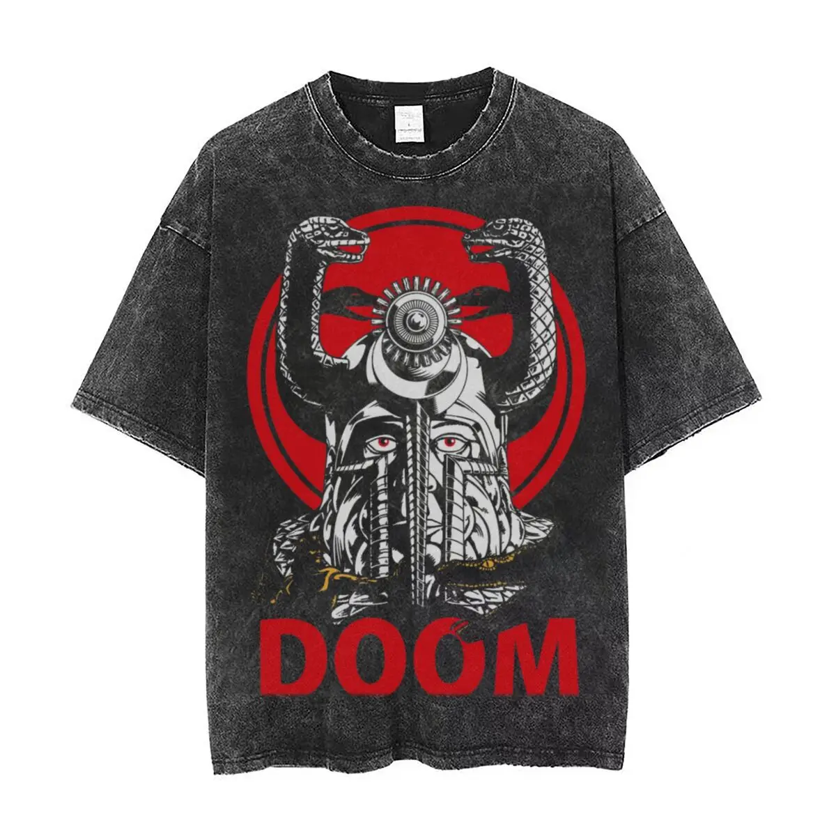 

Футболка DOOM в стиле хип-хоп Мужская, хлопковая тенниска оверсайз в стиле ретро, топ с принтом Конан, варвар, тульса, змеи, культ, уличная одежд...