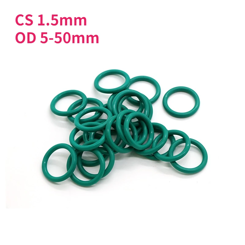 

Fluorine Rubber O-Ring Green FKM O Ring Oil Sealing Gasket CS 1.5mm OD 5-50mm