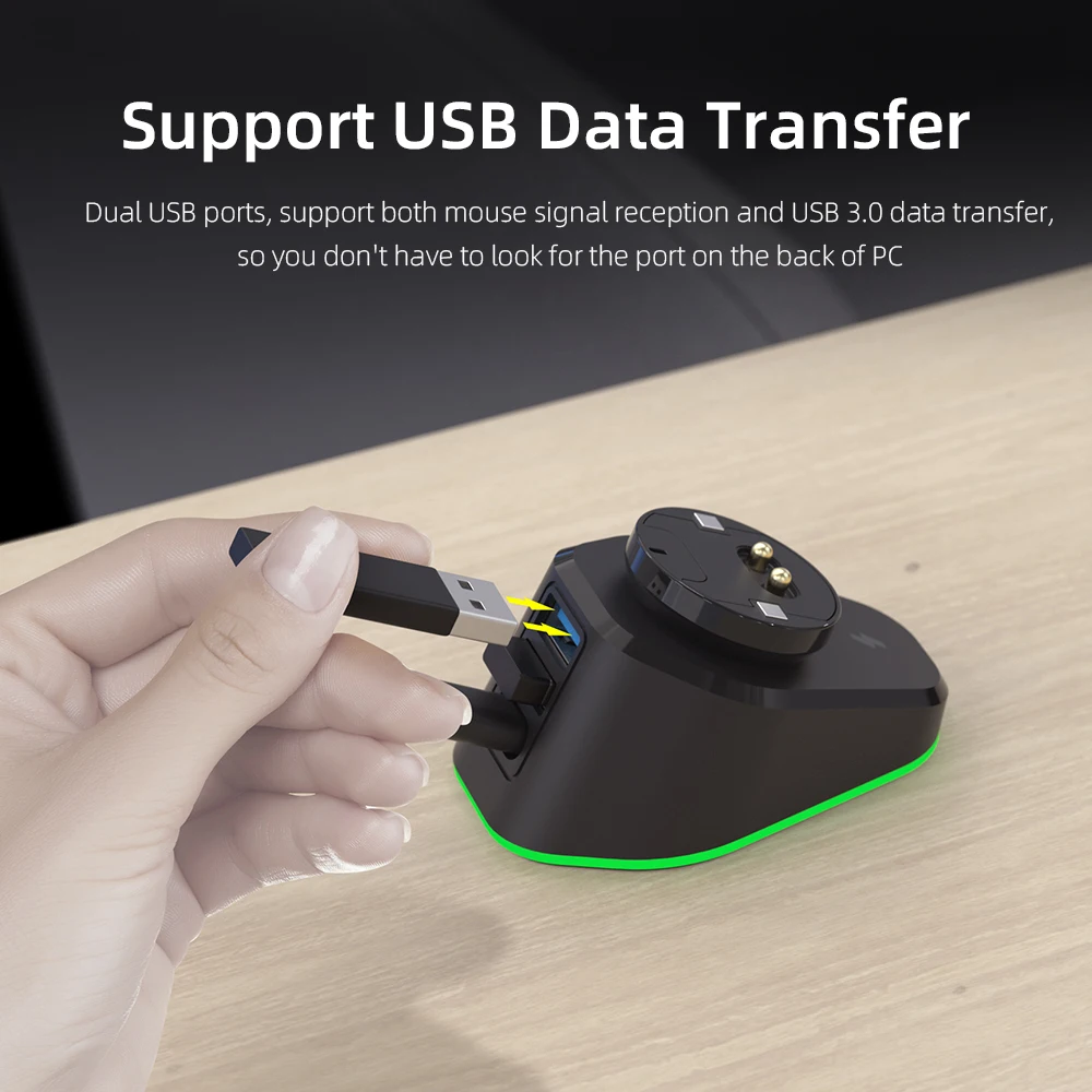 

For Razer Viper Ultimate/Logitech G502 Wireless Gaming Mouse Charging Dock Magnet Contact Fast Charge Dual USB3.0 with RGB Breat
