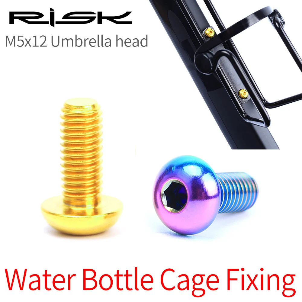 

2pcs M5x12mm Titanium Bicycle Water Bottle Cage Fixing Bolts Cone Head Titanium Alloy Stigma Screws with washer Bike Accessories