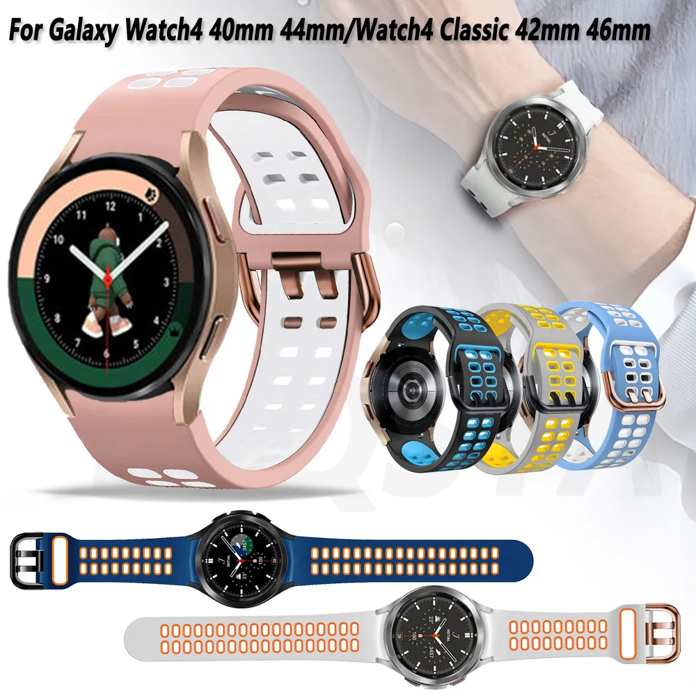 

Ремешок силиконовый для смарт-часов, браслет с изогнутым концом для Samsung Galaxy Watch 4 44 40 мм/Watch 4 Classic 46 42 мм, аксессуары для наручных часов, 20 мм