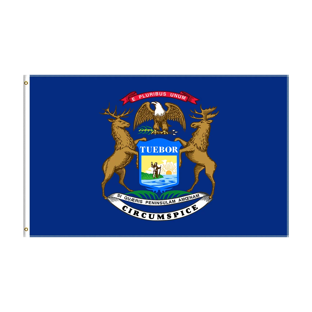 

3x5 Ft Michigan Flag Polyester Printed State Banner For Decor