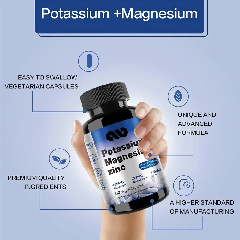 Magnesium potassium supplement 1000mg magnesium zinc is used for leg spasms supporting blood vessels bones and muscles