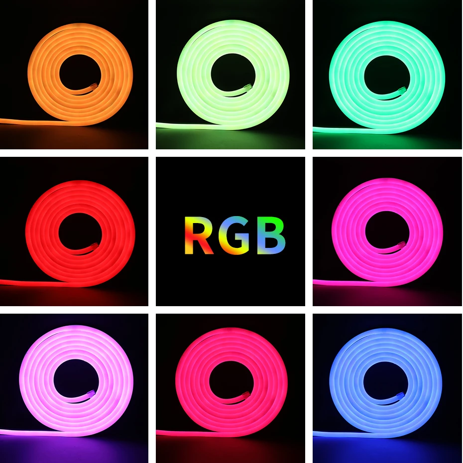 Фото Умные неоновые фонари для улицы, AC220V, RGB светодиодная лента, IP65, водонепроницаемая, 1–100 м, приложение Tuya/беспроводной радиочастотный пульт дистанционного управления, гибкое веревочное освещение №5