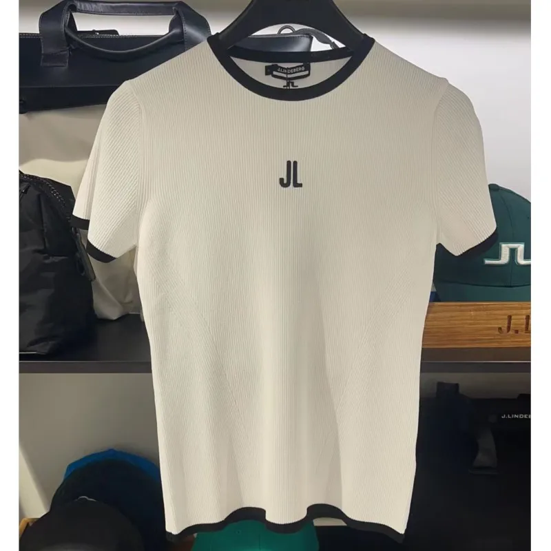 Women's Solid Crew Neck Ribbed Knit Short Sleeve Top T Shirts Ice silk