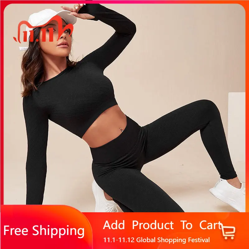 

Yoga Suit Spring and Summer Thin Moisture-absorbing and Sweat-releasing Tight Sports Fitness Suit Big Elastic Sports Suit Long