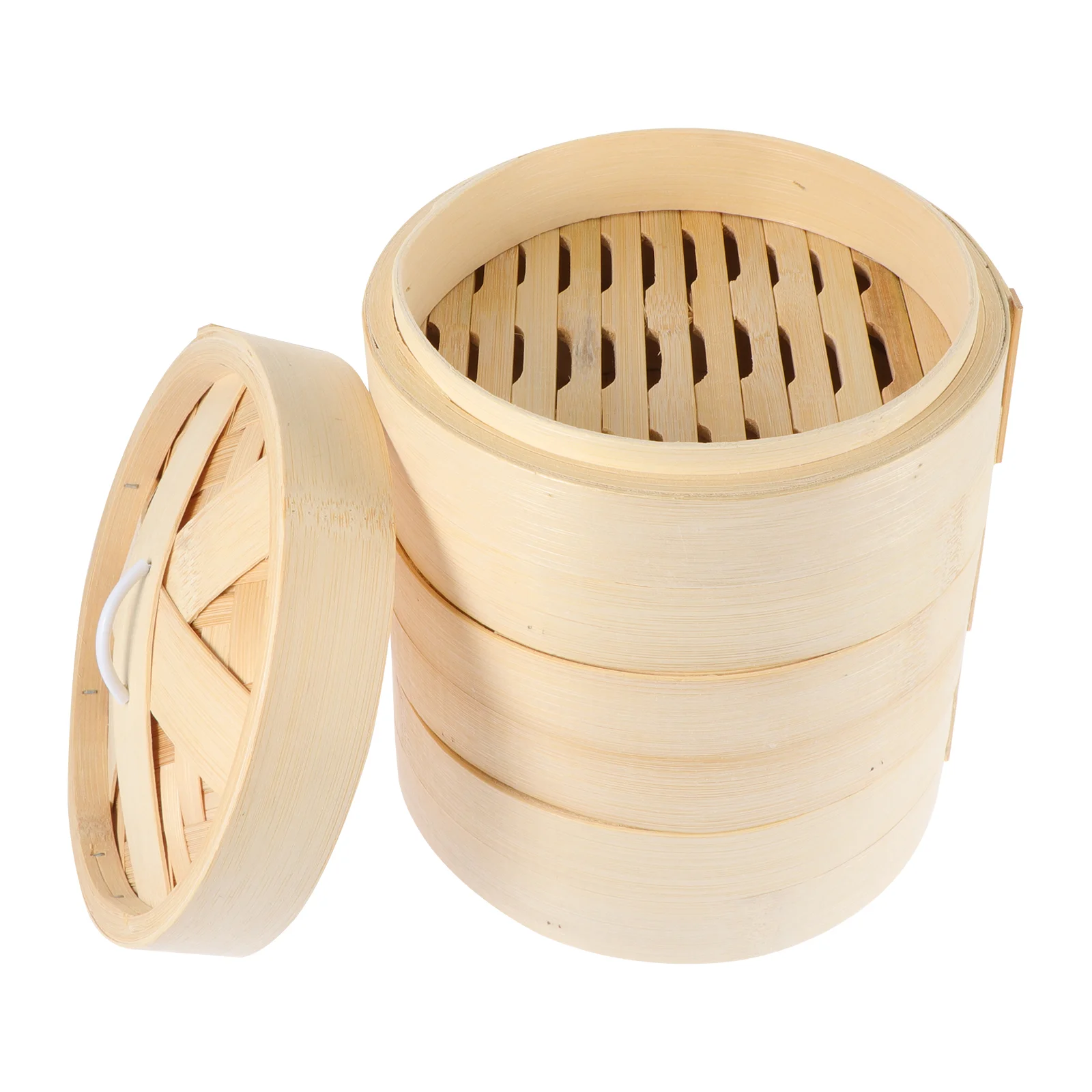 

Steamer Steam Basket: 18cm 3 Tier Chinese Steaming Basket with Cover Kitchen Dumpling Maker for Dim Sum Chicken Veggies Bamboo