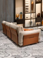 italian minimalist cloth art three person sofa combination modern villa living room sofa designer leather sofa