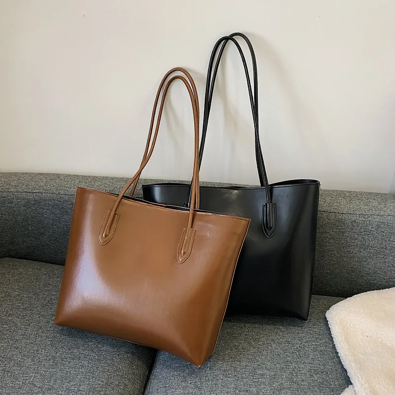 Fashion Solid Big Tote Bag For Women Designer Fashion Luxury Soft Pu Leather Handbags And Purse Messenger Bag-tote Crossbody Bag